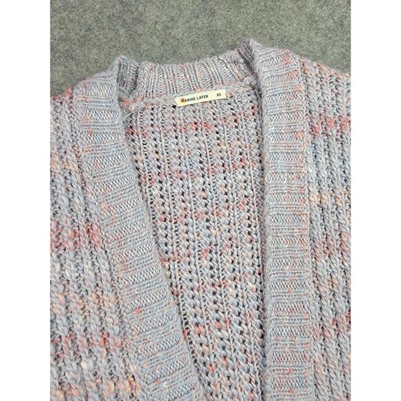 Marine Layer Cardigan Sweater Womens XS Purple Chunky Knit Pockets Wool Alpaca - Picture 2 of 13